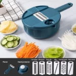 Multi-Function Salad & Vegetable Chopper Carrots Potatoes Manually Cut Shred Grater For Kitchen Convenience Vegetable Tool (Green)