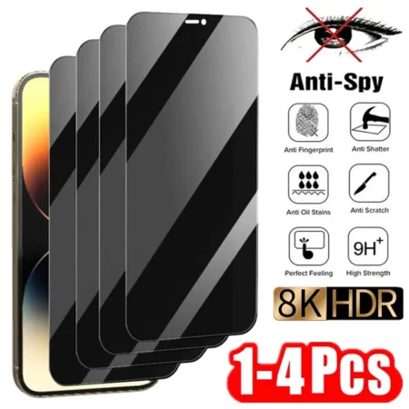 1-4Pcs Anti-spy & Privacy Screen Protector for iPhone 15 14 13 11 12 Pro Max Mini 8 7 6 Plus  X XR XS MAX