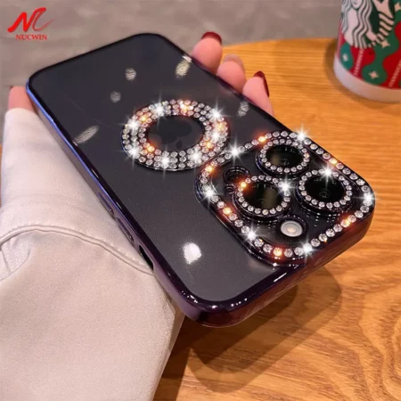 Deluxe Bling Diamond Phone Case for iPhone 12 13 14 11 15 Pro Max 14 15 Plus Shinny Transparent Plating Soft Silicone Cover