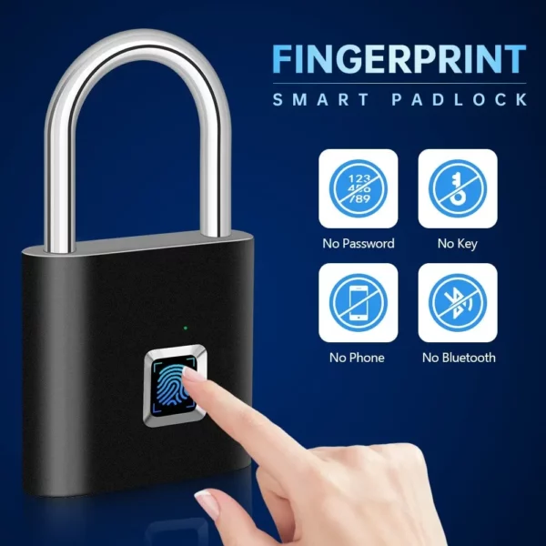 Smart Fingerprint Lock Keyless Waterproof Anti-Theft Lock Fingerprint Padlock