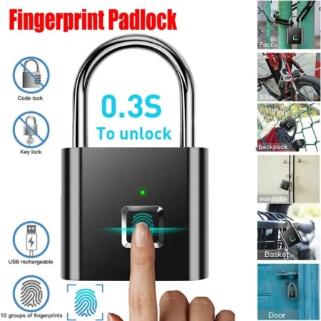 Smart Fingerprint Lock Keyless Waterproof Anti-Theft Lock Fingerprint Padlock